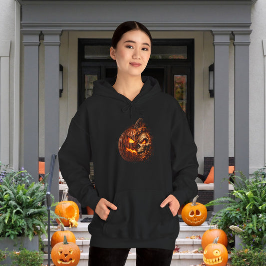 Crumbling Jack-O-Lantern Skull Heavy Blend™ Hooded Sweatshirt