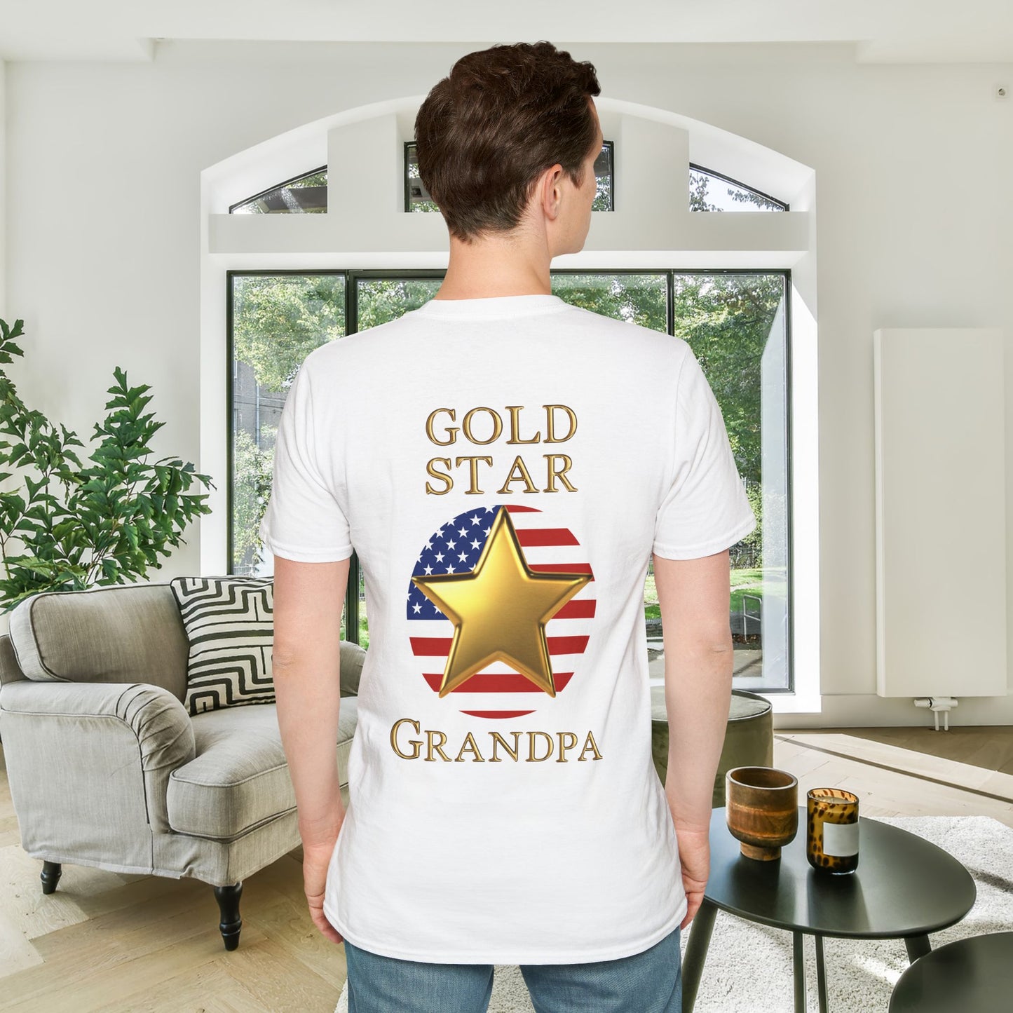 Gold Star Grandpa Forever Proud Adult T-shirt