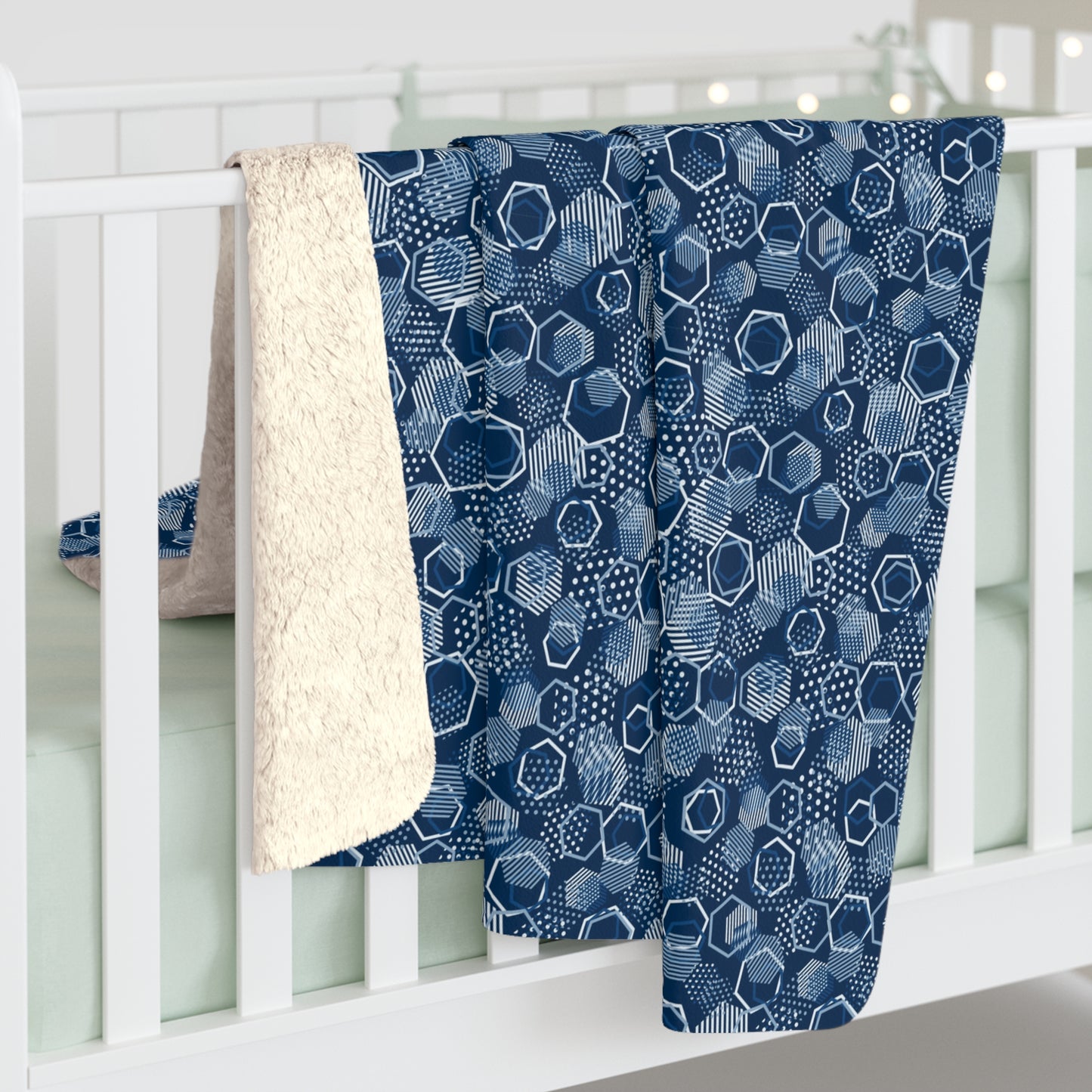 Blue Hexagons Sherpa Fleece Blanket