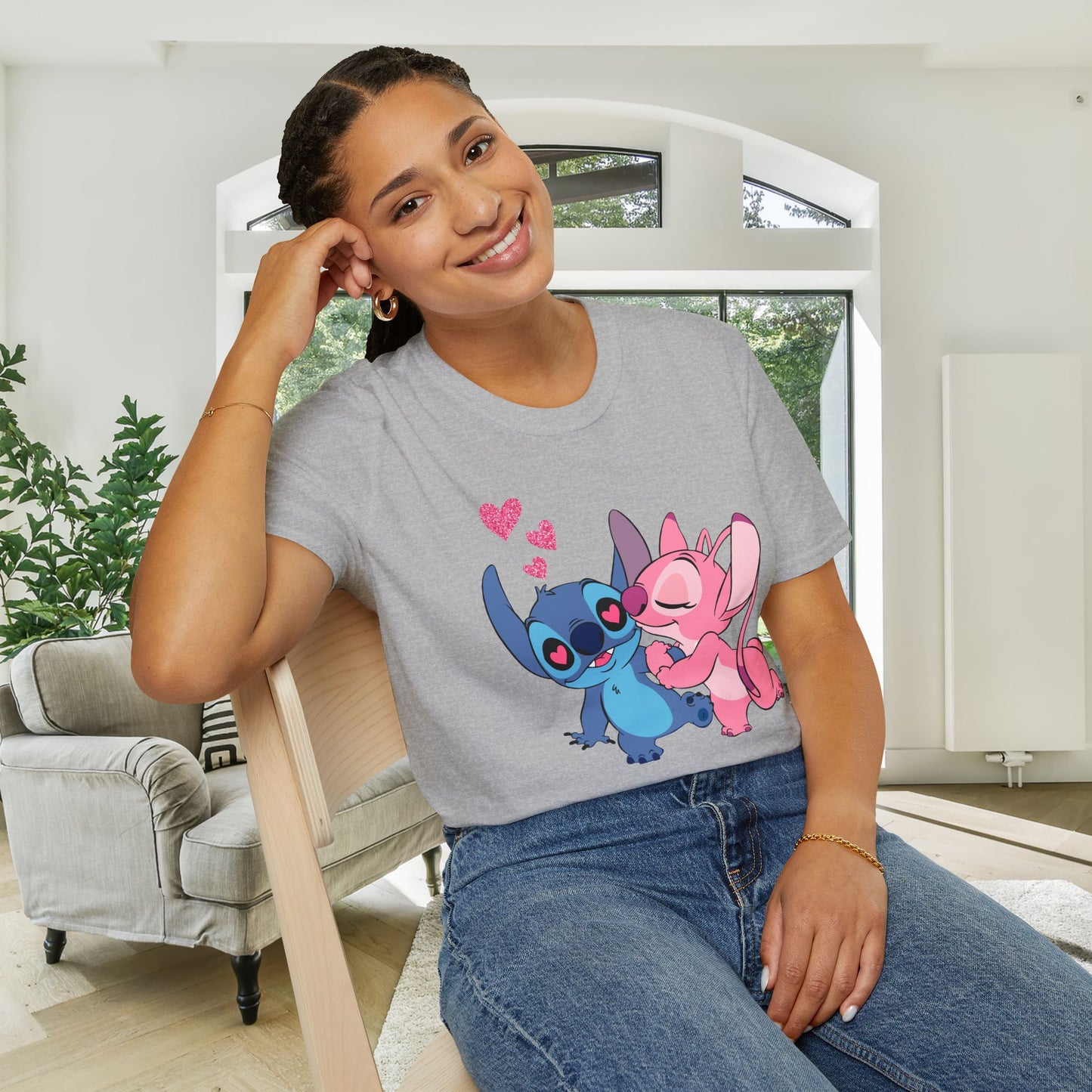 Valentine Stitch Kisses Adult Unisex Tshirt