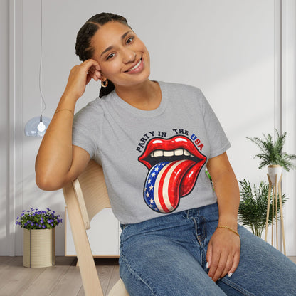 Party in the USA (Tongue) Adult T-shirt