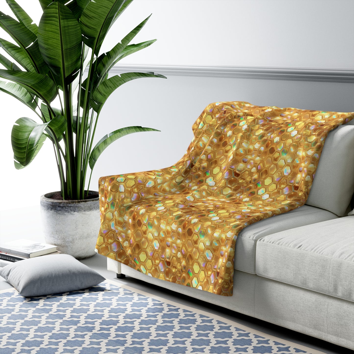 Golden Prism Grid Fleece Blanket