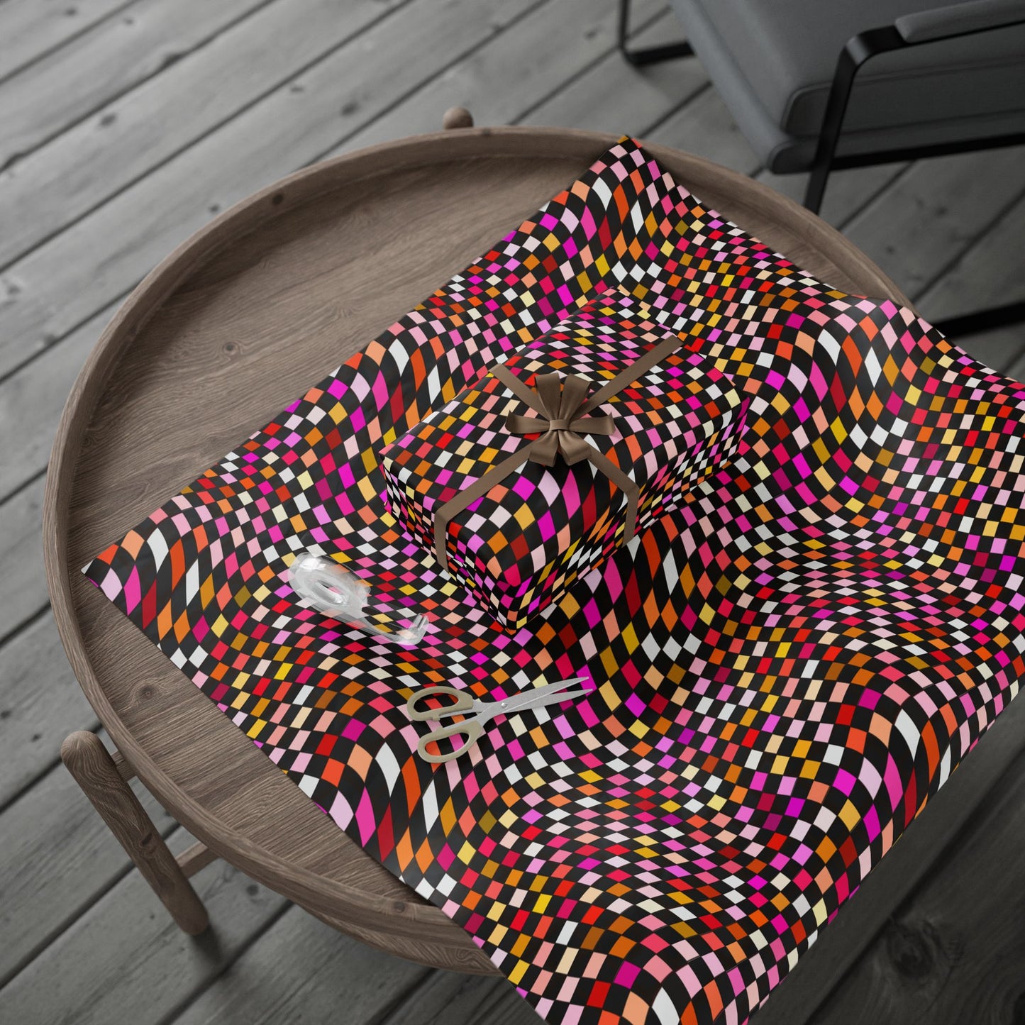Warped Red Checkered Wrapping Paper