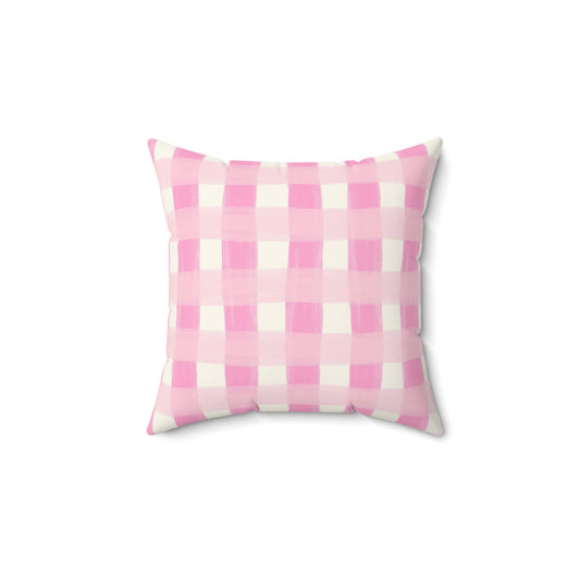 Dreamy Rose Gingham Throw Pillow