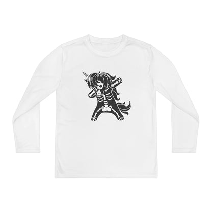 Dabbing Unicorn Skeleton Youth Long Sleeve Tee