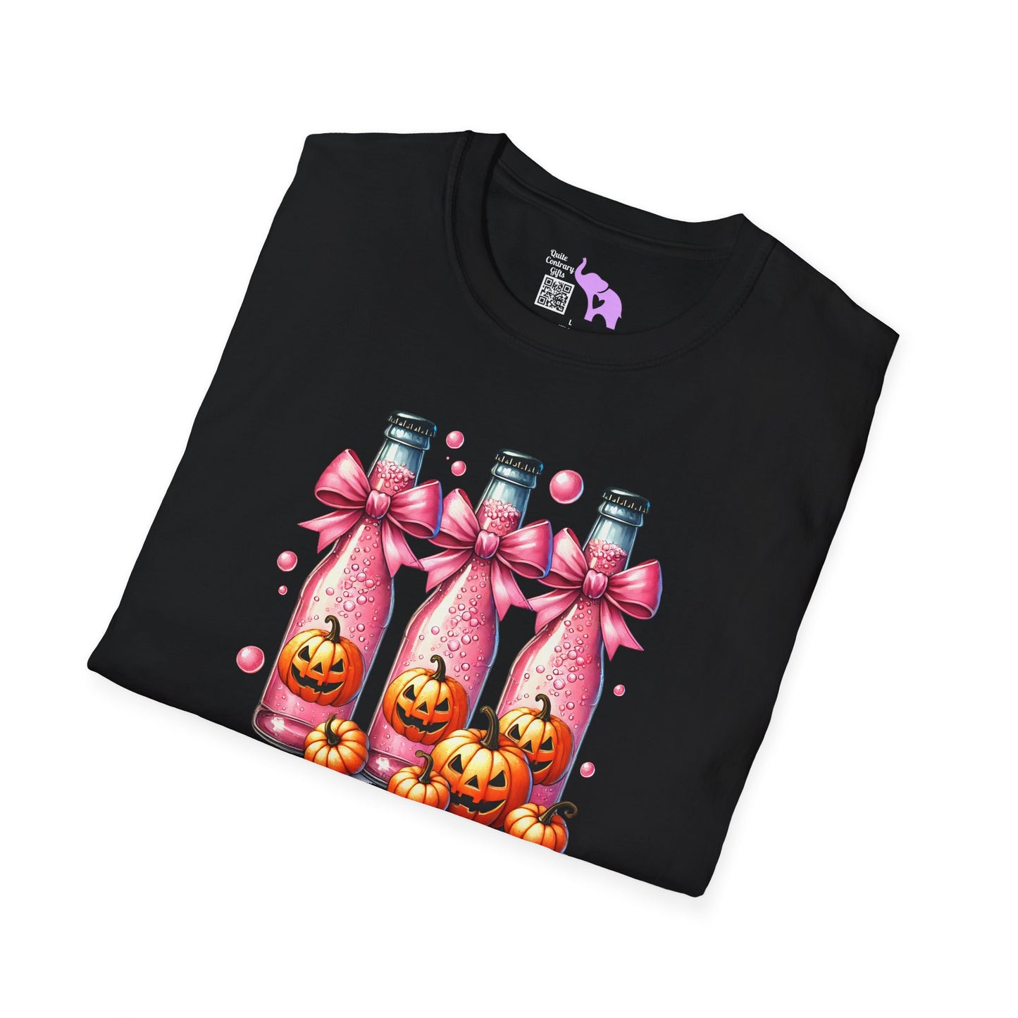 Pink Fizzy Drink w/Pumpkins Adult T-shirt