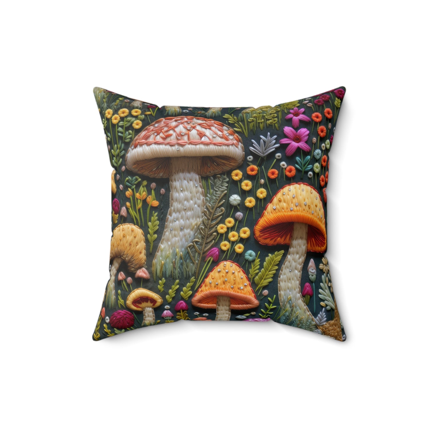 Whimsical Woodland Mushrooms Throw Pillow