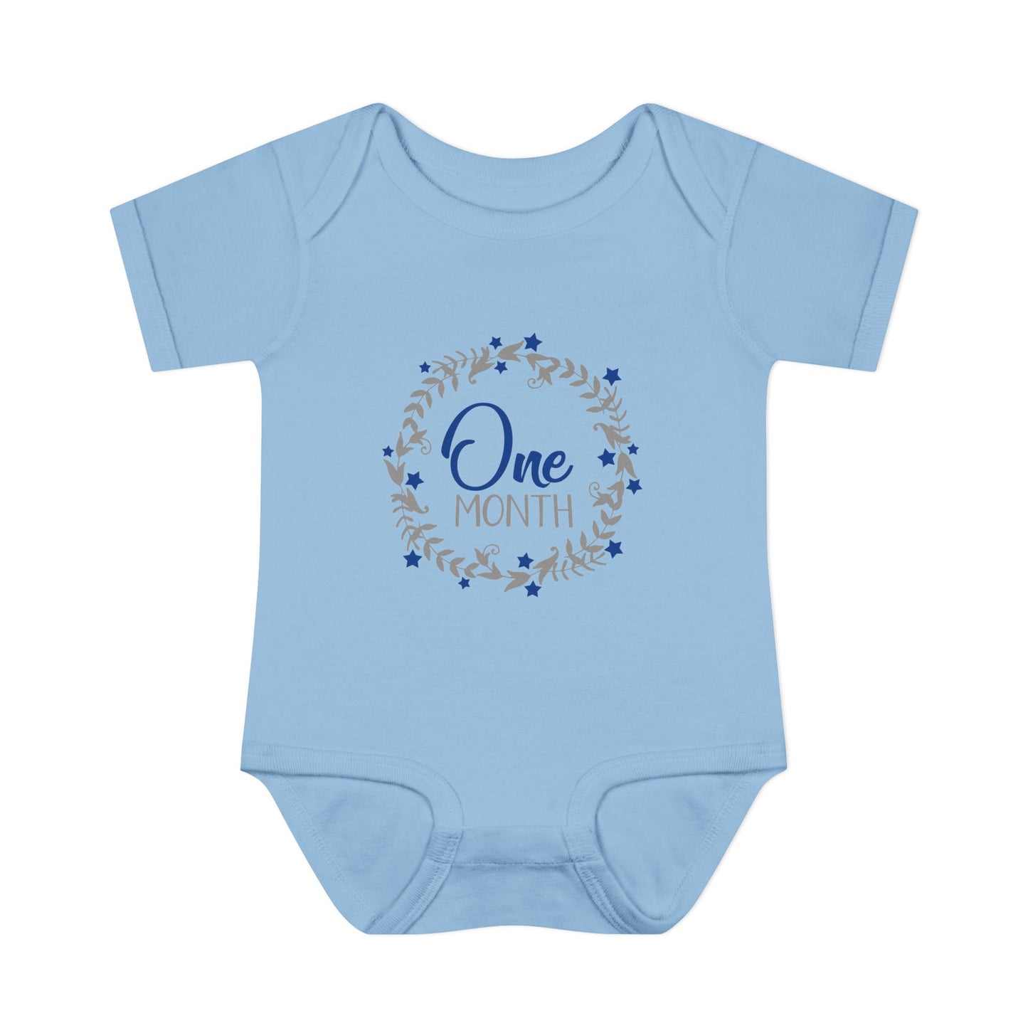 Blue Milestone Wreath Onesie-One Month