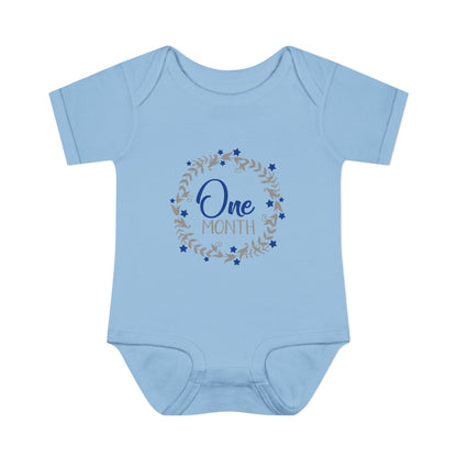 Blue Milestone Wreath Onesie-One Month