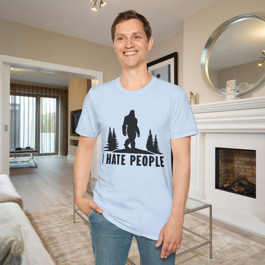 Bigfoot: I Hate People Adult T-shirt