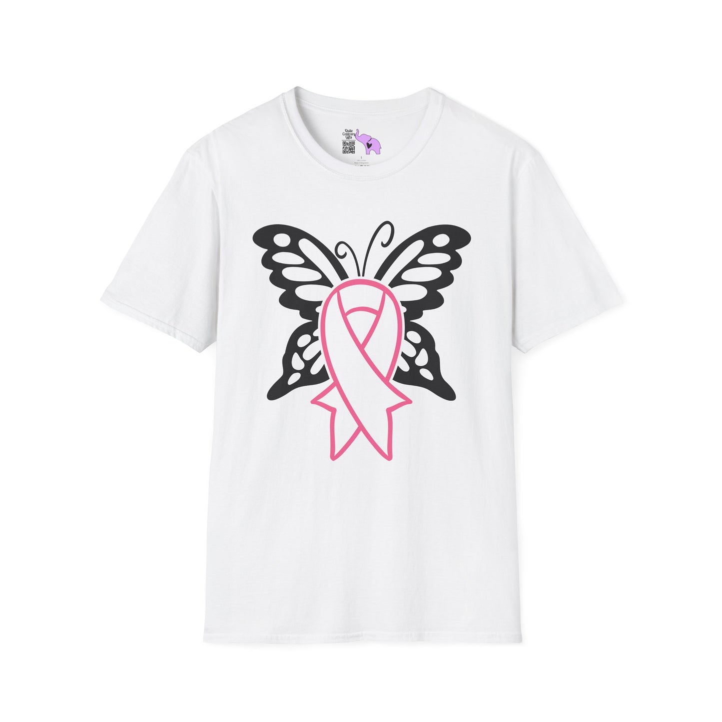 Butterfly Pink Support Ribbon Adult T-shirt