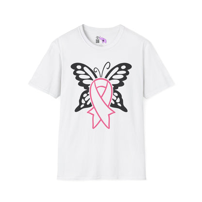 Butterfly Pink Support Ribbon Adult T-shirt