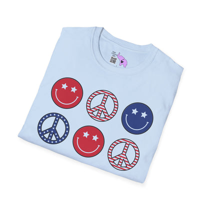 America Checkered Peace Signs Adult T-shirt