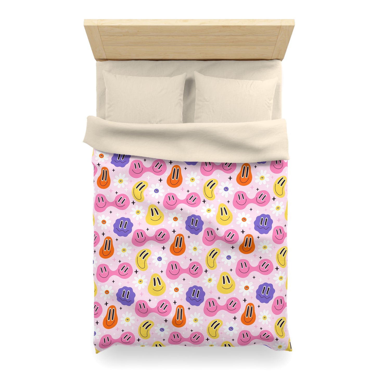 Whimsical Smiley Faces Microfiber Duvet Cover