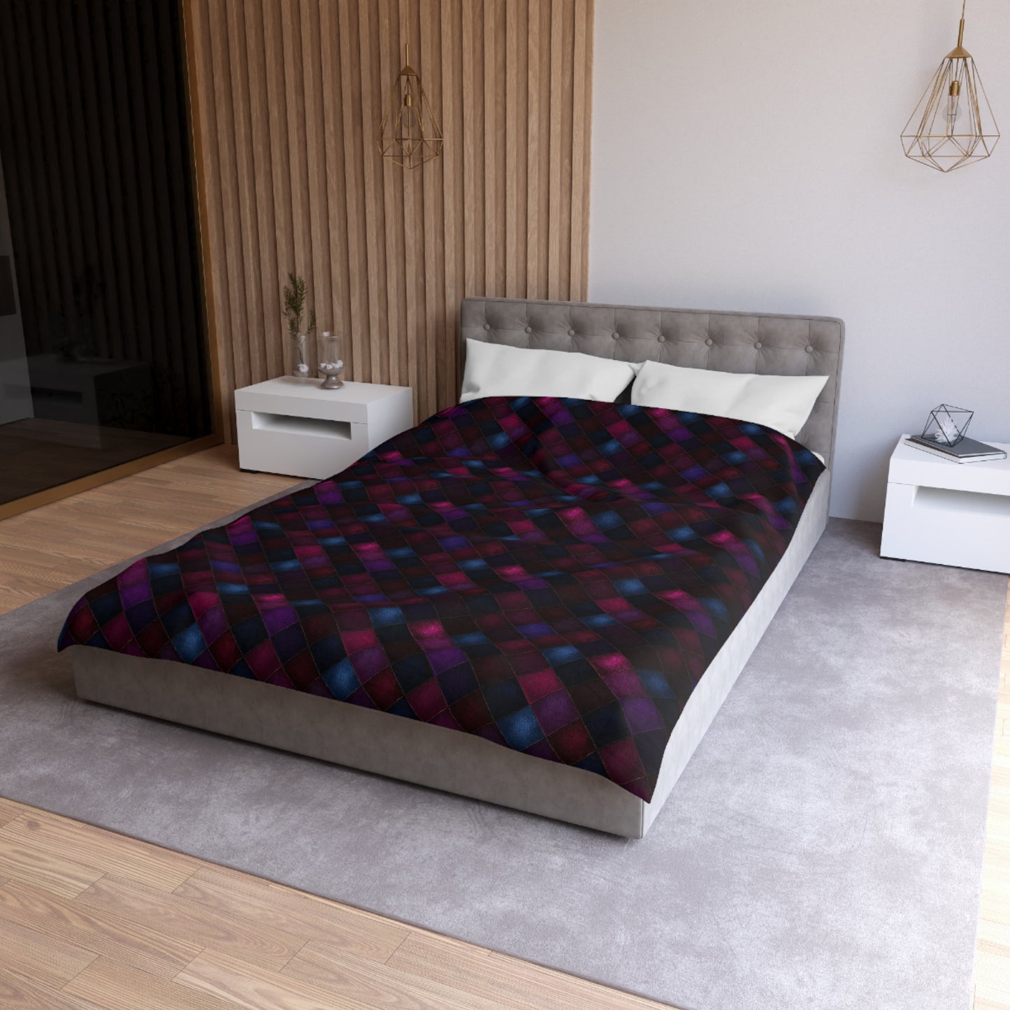 Velvet Patchwork Print Microfiber Duvet Cover