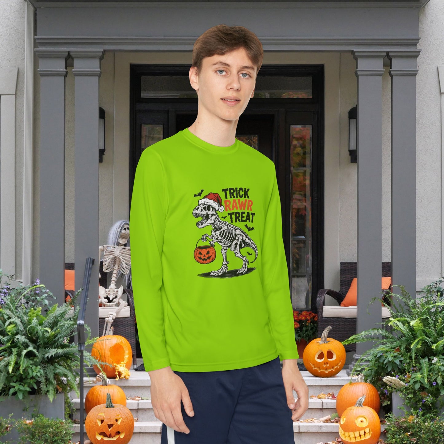 Trick Rawr Treat Youth Long Sleeve Tee