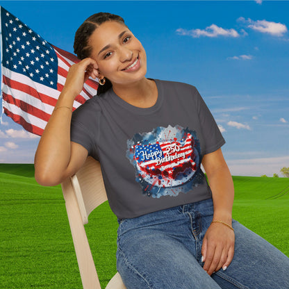 America-Shaped Happy 250th Birthday Cake Adult T-shirt