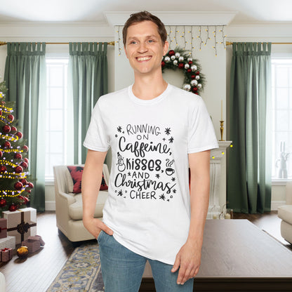 Running on Caffeine, Kisses, & Christmas Cheer Adult T-shirt