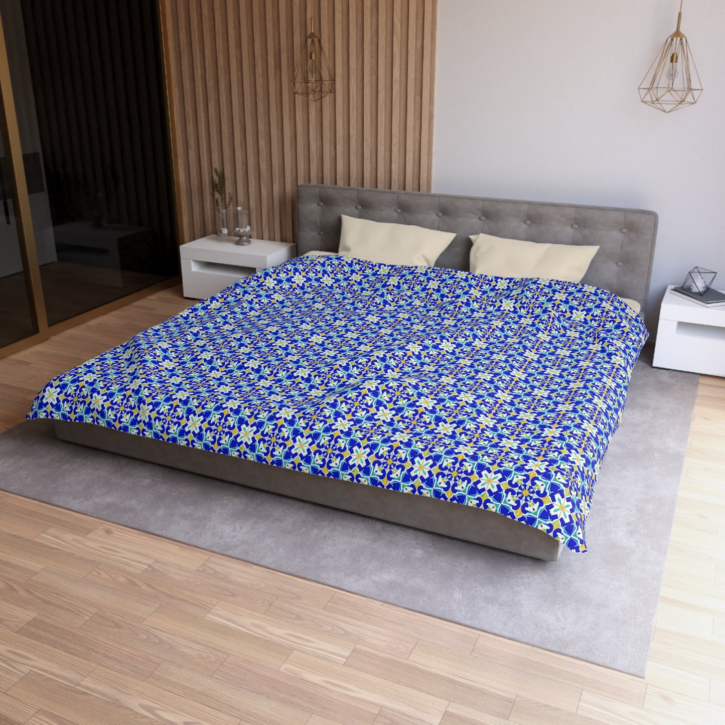 Blue Horizon Mosaic Microfiber Duvet Cover