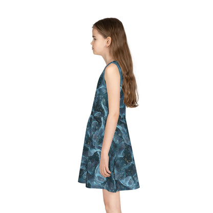 Midnight Sheer & Lace Girls' Sleeveless Sundress