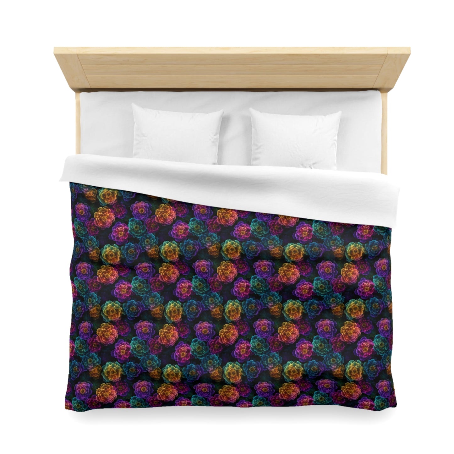 Neon Whisper Blooms Microfiber Duvet Cover