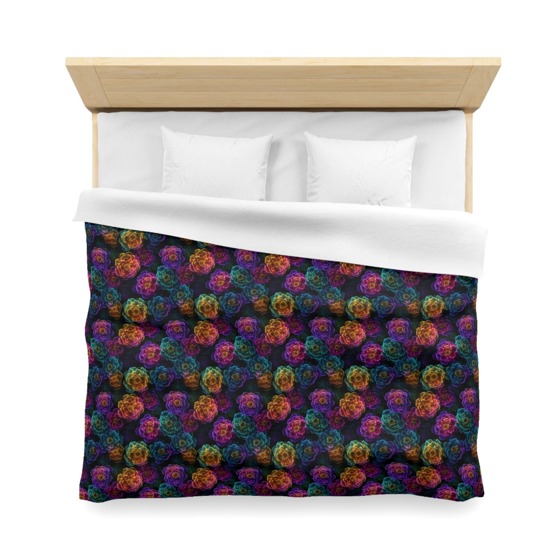 Neon Whisper Blooms Microfiber Duvet Cover