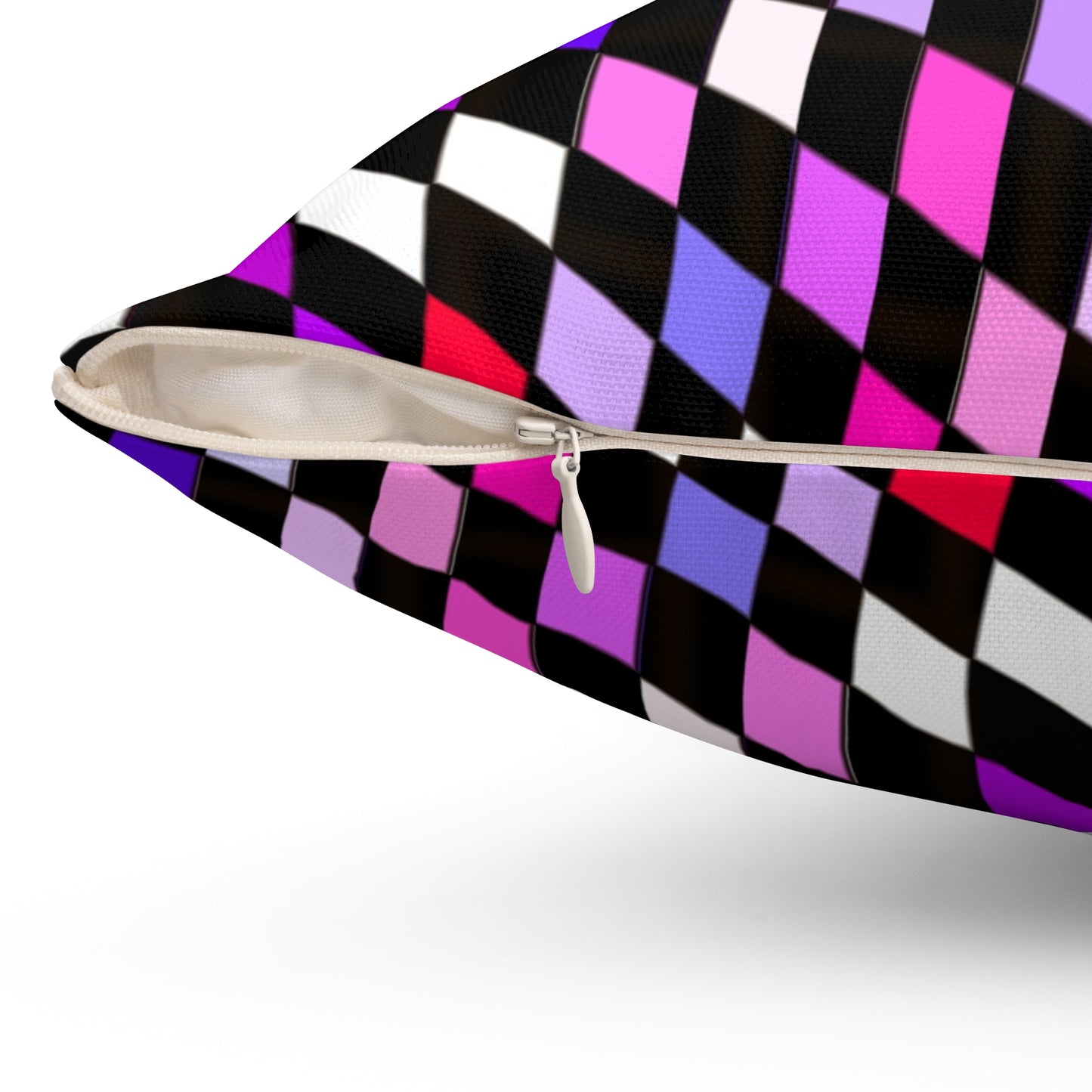 Warped Purple Checkered Throw Pillow