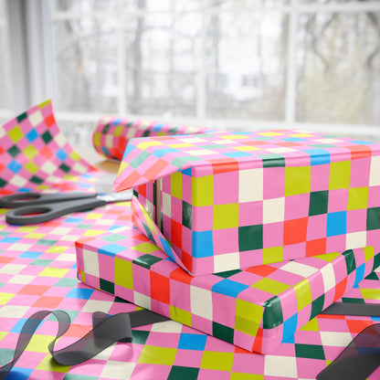Bubblegum Grid Wrapping Paper