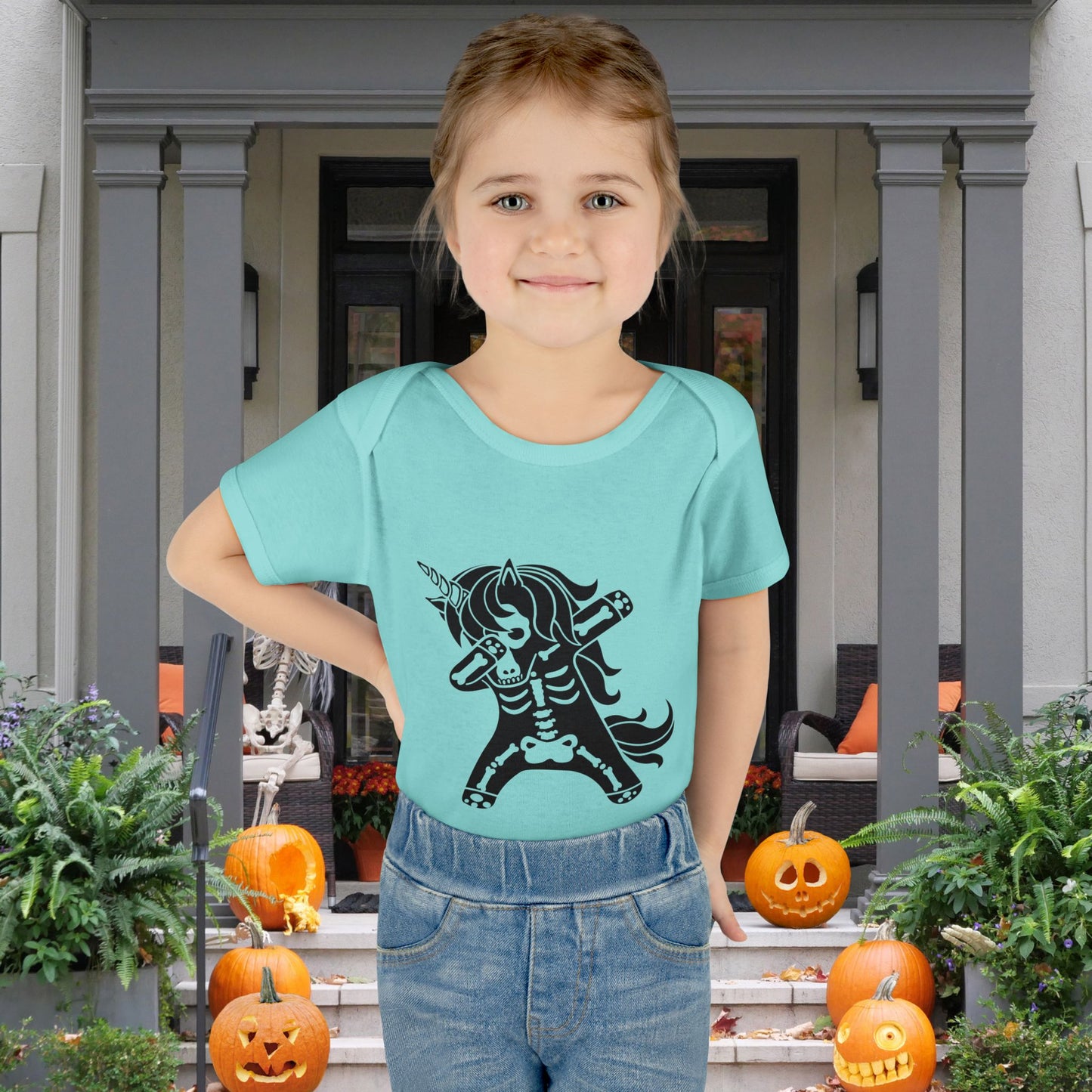 Dabbing Unicorn Skeleton Infant Baby Rib Bodysuit