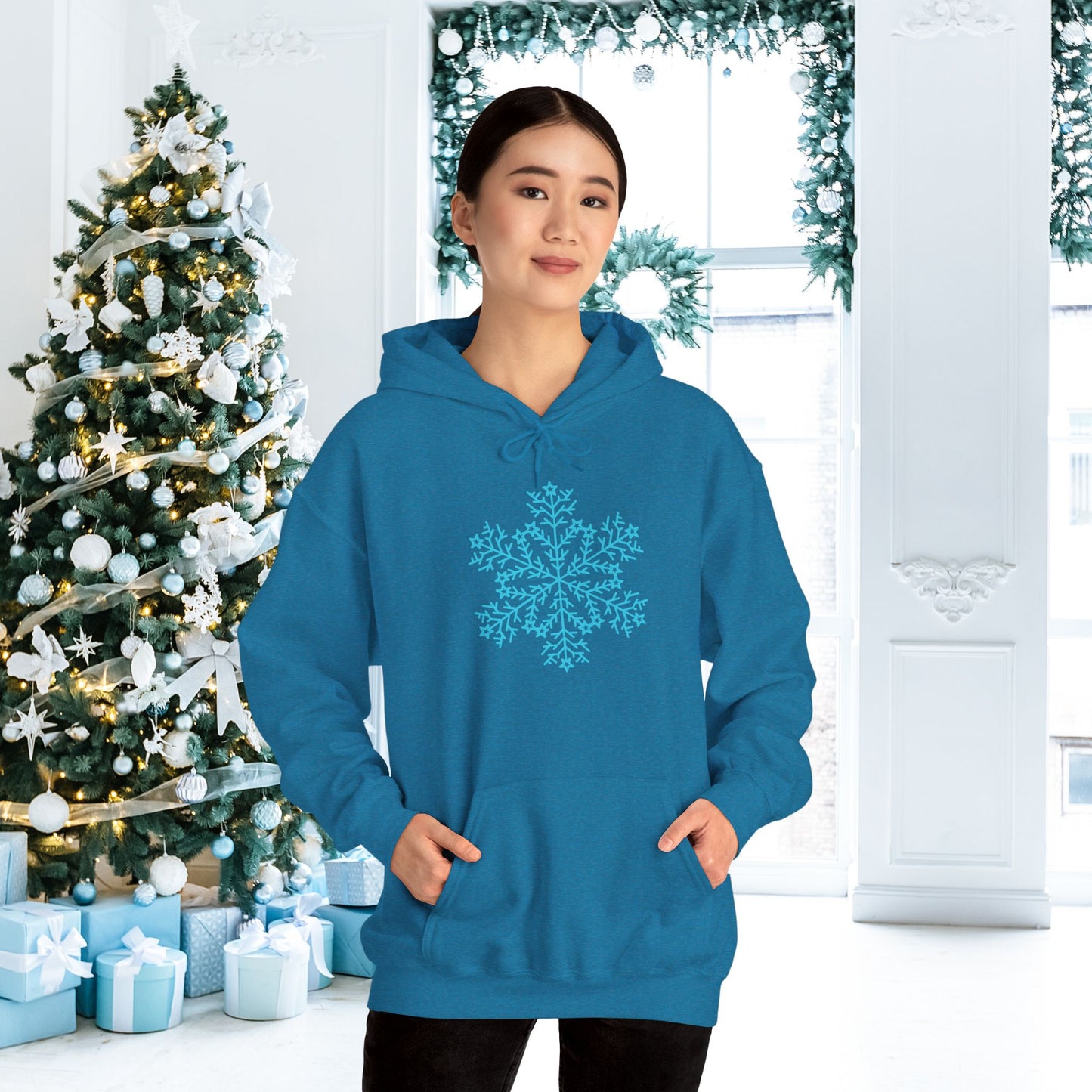 Large Snowflake Adult Heavy Blend™ Hooded Sweatshirt