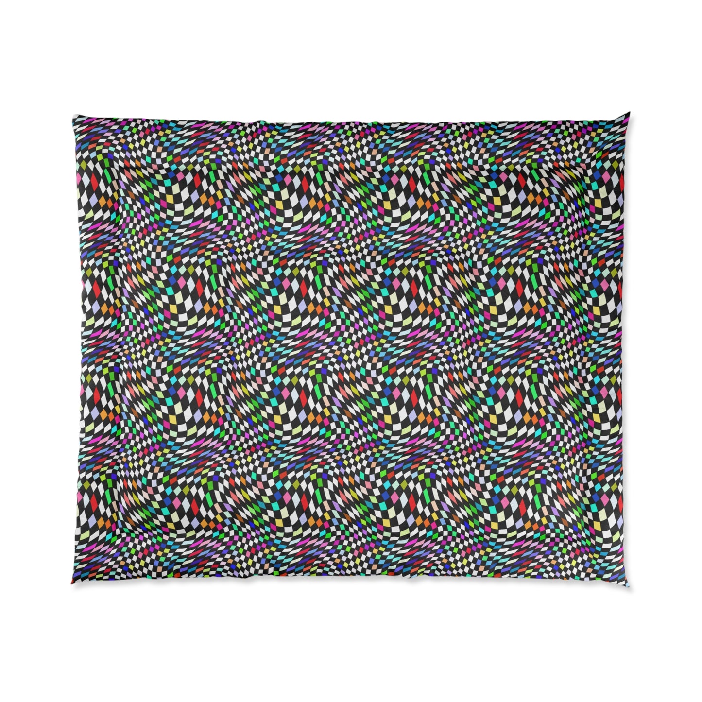 Warped Colorful Checkered Comforter