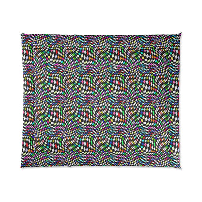 Warped Colorful Checkered Comforter