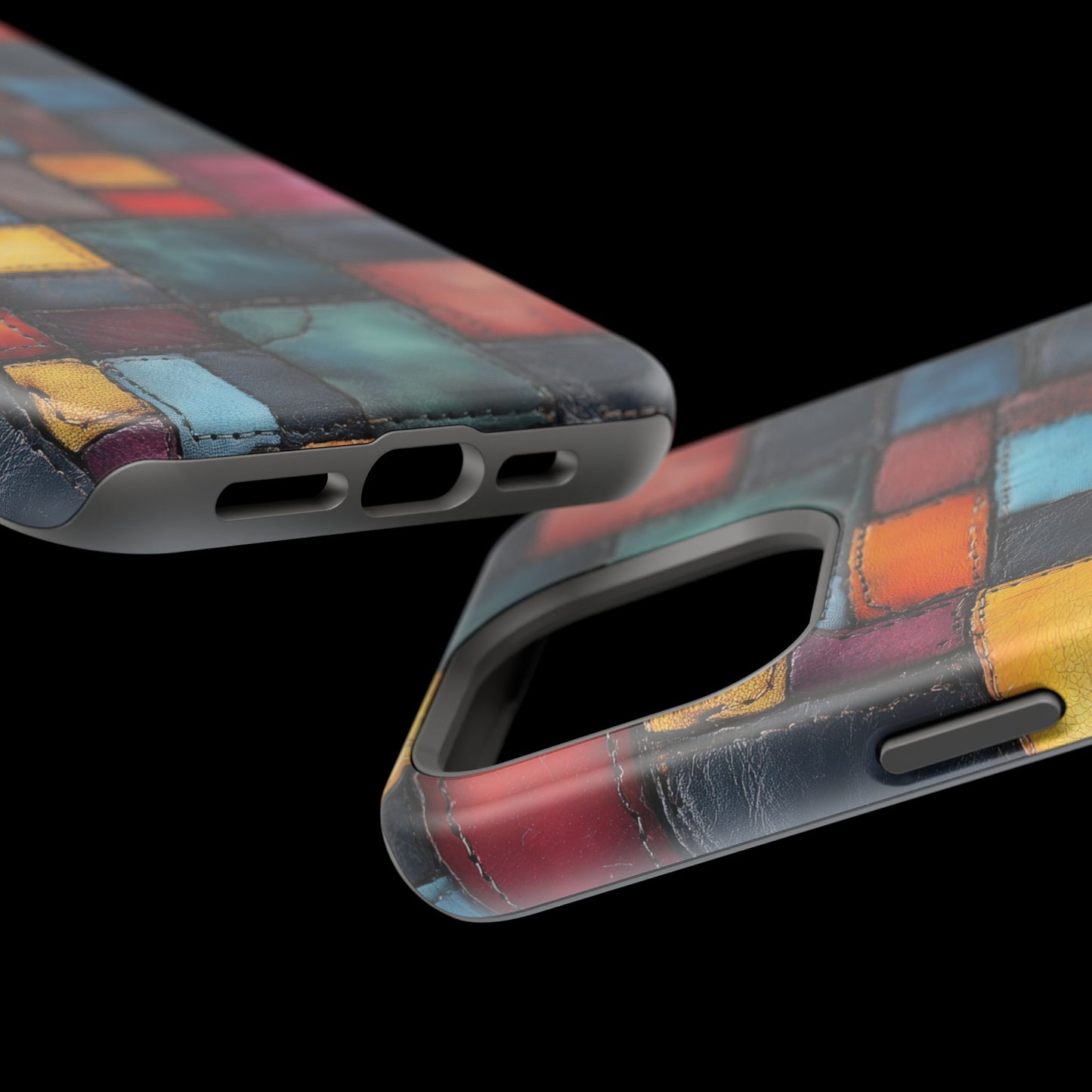 Coloerful Leather Patchwork MagSafe® Compatible Tough Case for iPhone