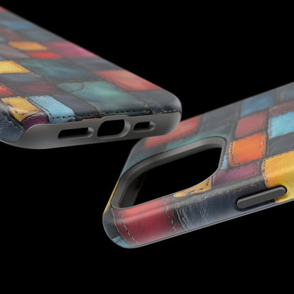 Coloerful Leather Patchwork MagSafe® Compatible Tough Case for iPhone
