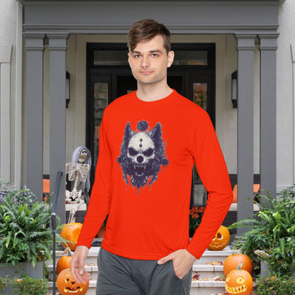 Creepy Skull Wolf Adult Long Sleeve Tee
