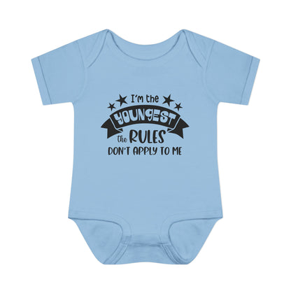 I'm The Youngest The Rules Don't Apply To Me Infant Baby Rib Bodysuit