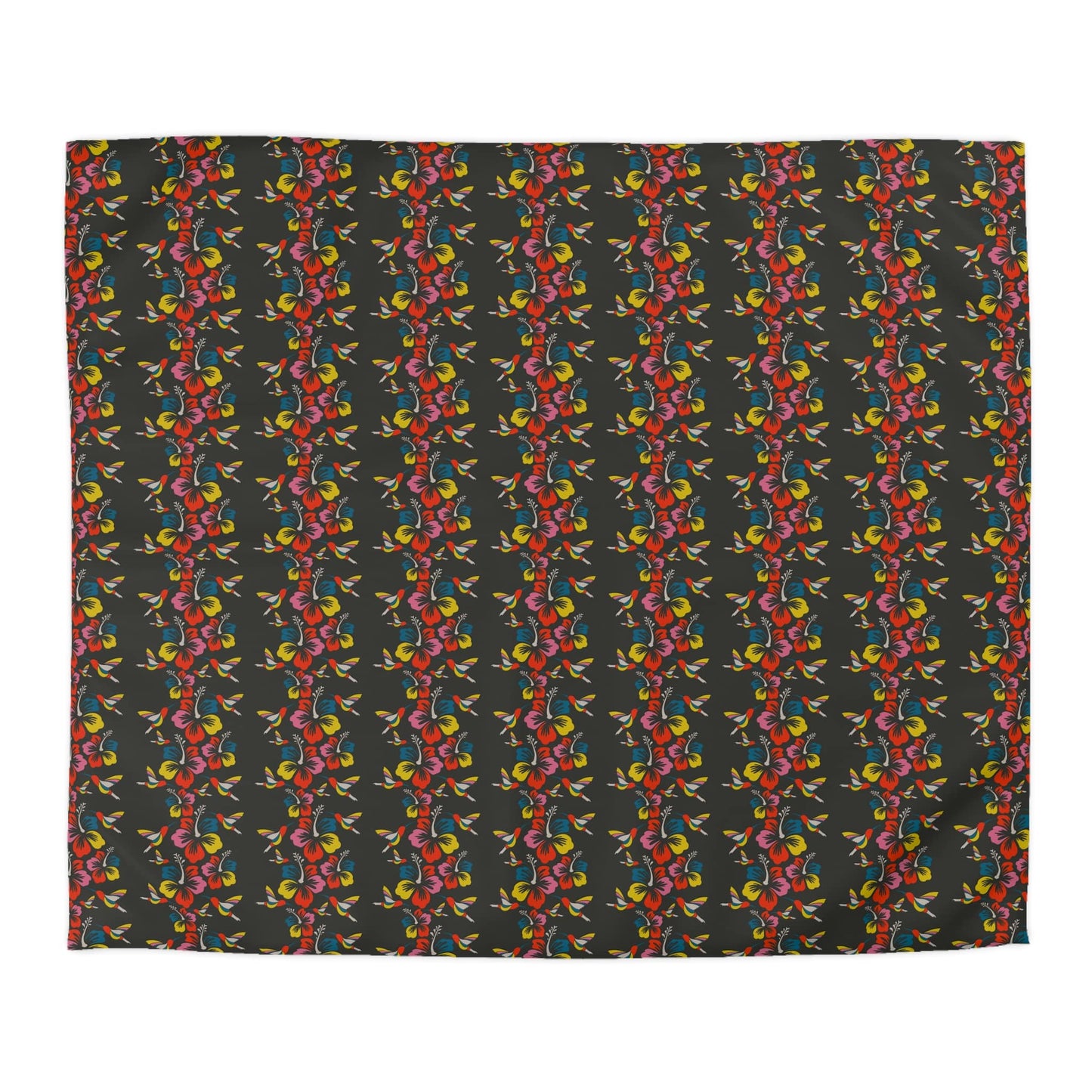 Hummingbirds & Hibiscus Flowers Microfiber Duvet Cover