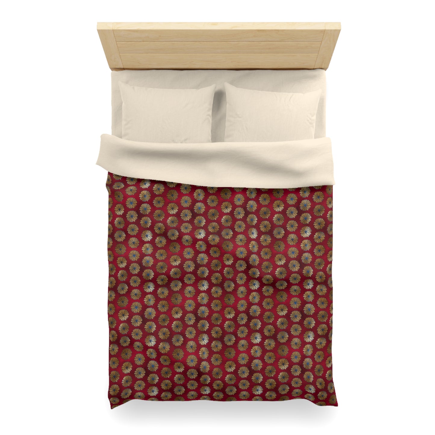 Majestic Crimson Daisies Microfiber Duvet Cover