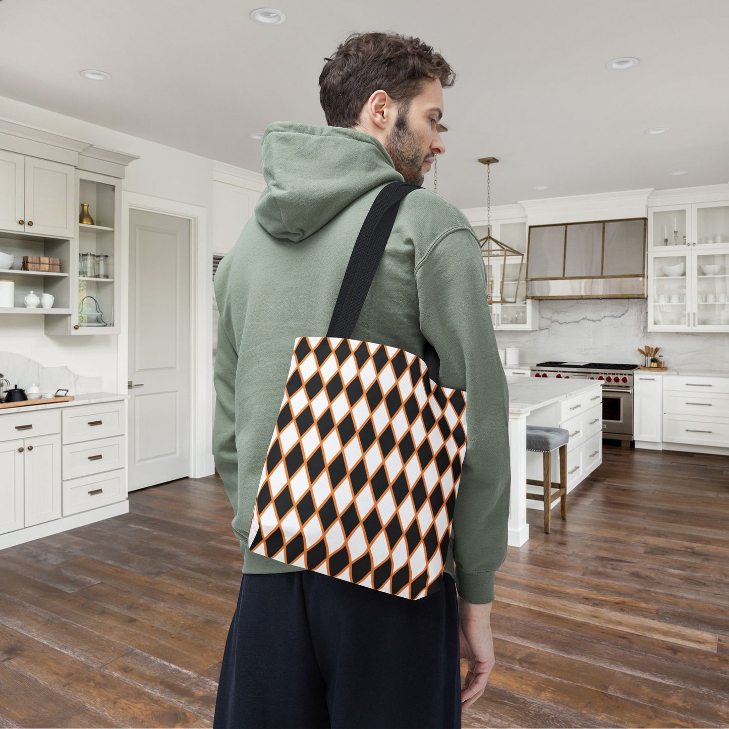 Midnight Ember Harlequin Canvas Tote Bag