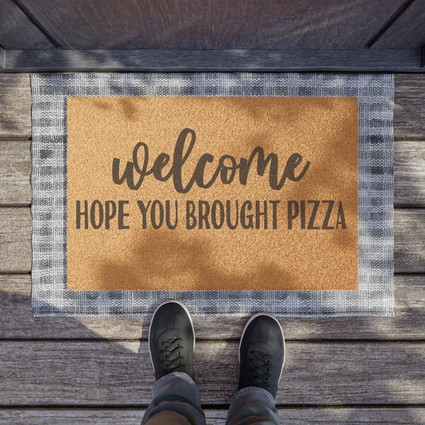 Welcome Hope You Brought Pizza Coconut Fiber Doormat