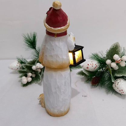 Santa/Snowman Under Street Lamp Resin Decor