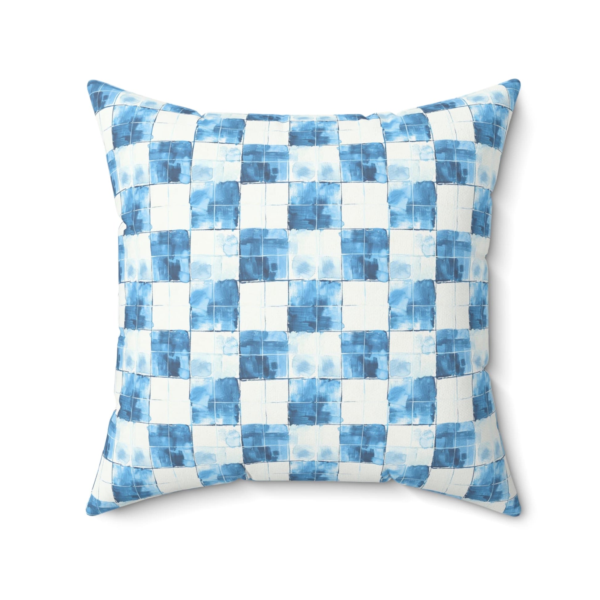 Cozy Blue Checkered Throw Pillow