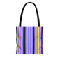 Midnight Pop Stripes Canvas Tote Bag