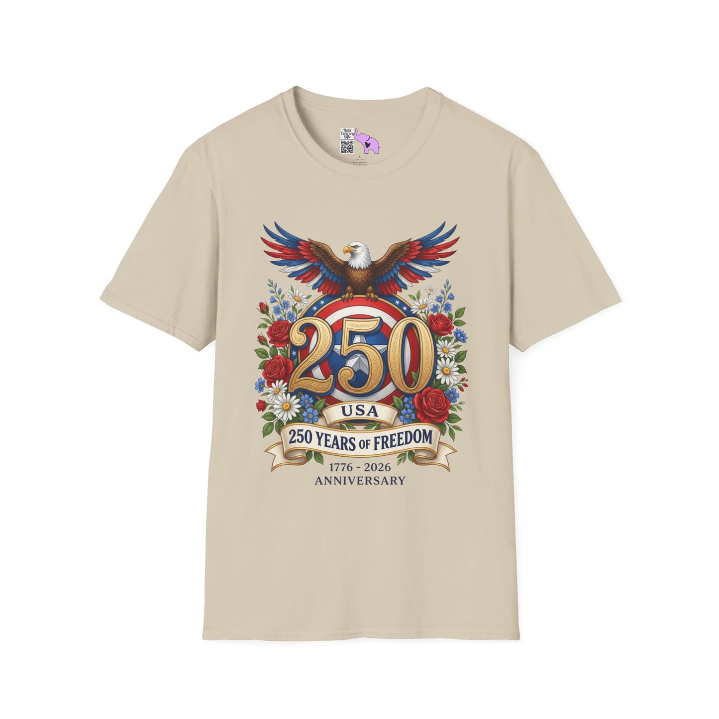 Bald Eagle & Flowers 250 Years of Freedom 1776-2026 Anniversary Adult T-shirt