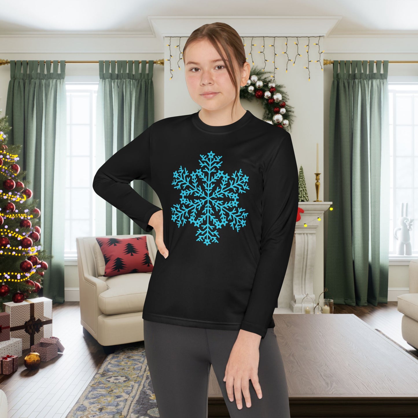 Large Snowflake Youth Long Sleeve Tee