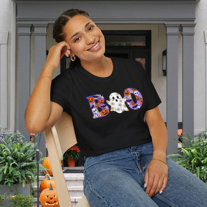 Cute Floral Boo w/Ghost Adult T-shirt