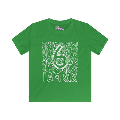 I Am Six Typography Youth Softstyle Tee