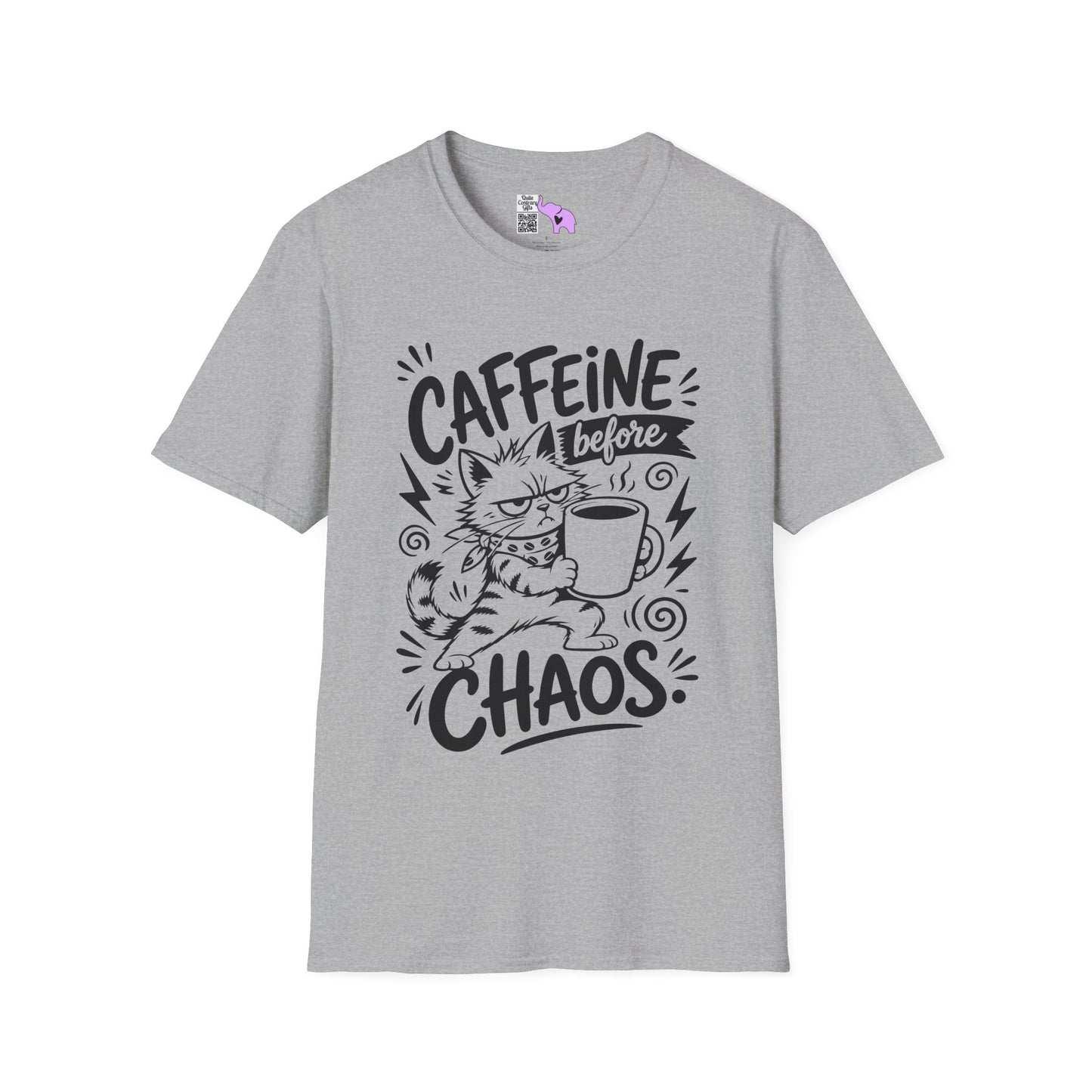 ""Caffeine Before Chaos (Cat) Adult T-shirt