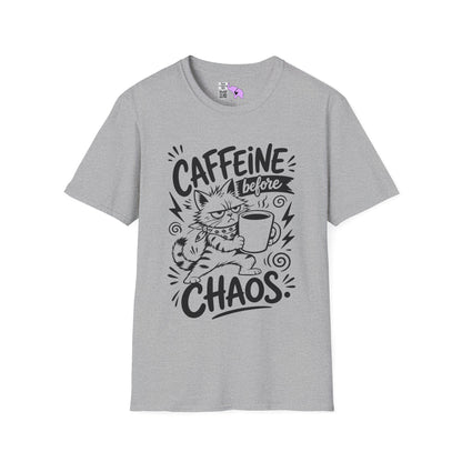 ""Caffeine Before Chaos (Cat) Adult T-shirt