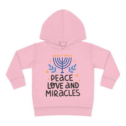 Hanukkah Peace Love & Miracles 1 Toddler Pullover Fleece Hoodie